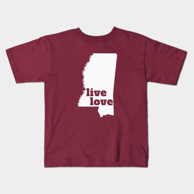 Mississippi - Live Love Mississippi Kids T-Shirt by Yesteeyear